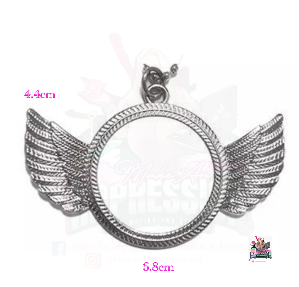 Sublimation Blank Necklace Angel Wing with 18’ Chain