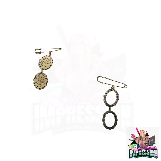 Sublimation Blank Chain Brooch (Single Charm Oval) Double Charm Ova, Double Round