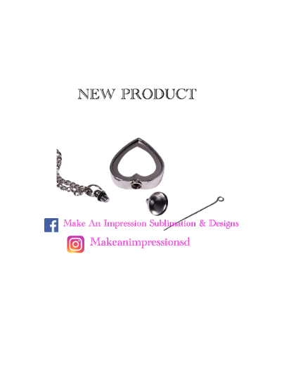 Sublimation Blank Necklace Heart Urn Keepsake W/ Tool