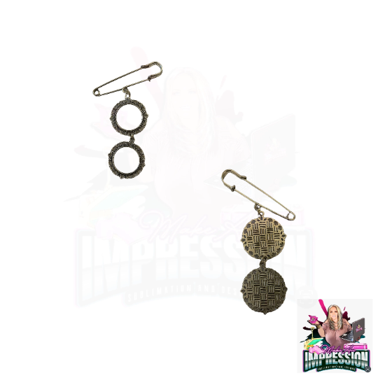 Sublimation Blank Chain Brooch (Single Charm Oval) Double Charm Ova, Double Round