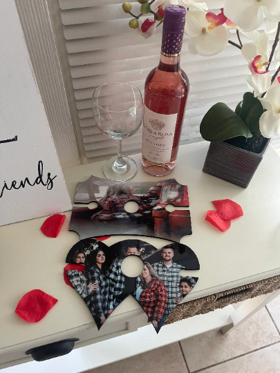 Sublimation Blank MDF Double Heart Wine Glass Holder.