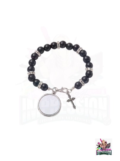 Sublimation Blank 1 Picture Rosery Bracelet w/CZ Diamond accents