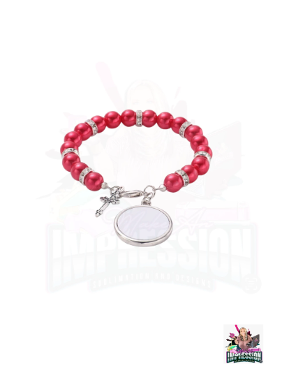 Sublimation Blank 1 Picture Rosery Bracelet w/CZ Diamond accents