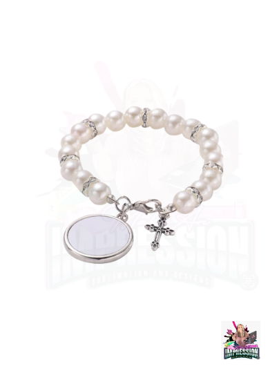 Sublimation Blank 1 Picture Rosery Bracelet w/CZ Diamond accents