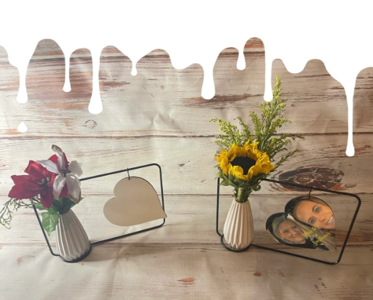 Sublimation Blank MDF Heart Photo Frame with Vase