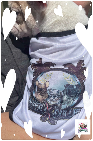 Sublimation Blank Dog Shirt W/Black Trim 100% Polyester