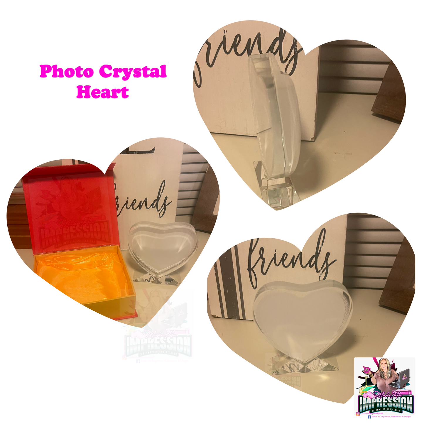 Sublimation Blank Heart Photo Crystal